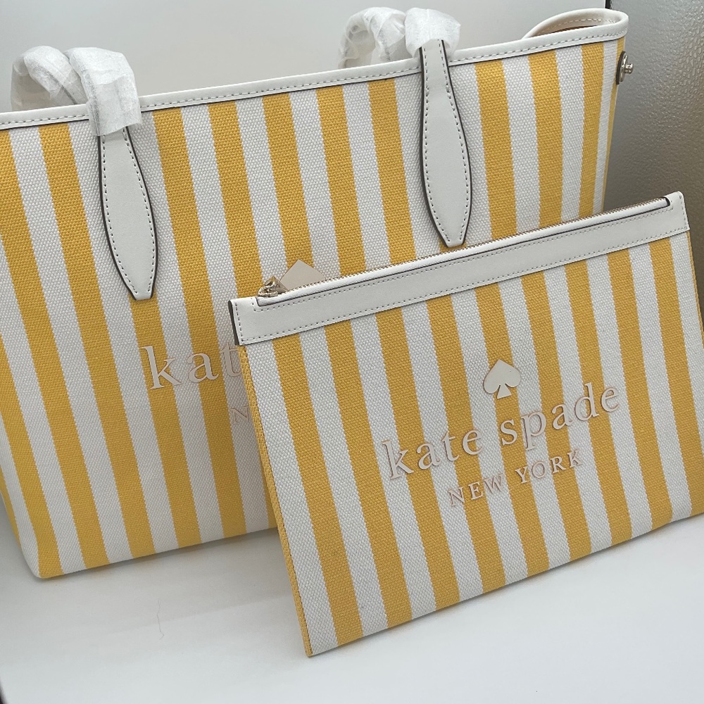 Kate Spade Street Stripe Tote Bag with matching pouch